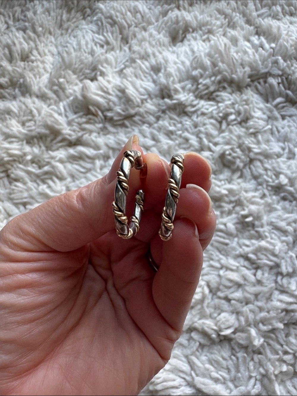 Sterling Silver and 14k Hoops